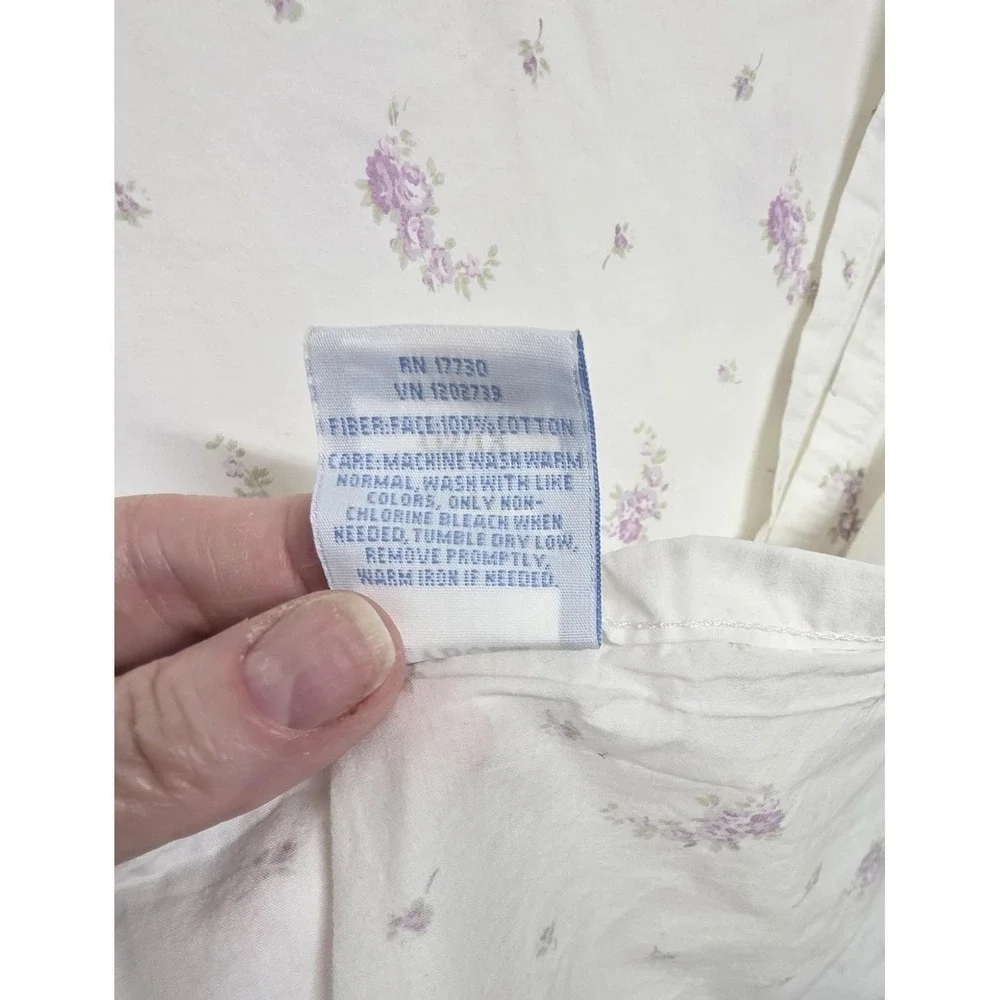 Simply Shabby Chic Flat Full Sheet Purple Floral Lavender Calico Cotton